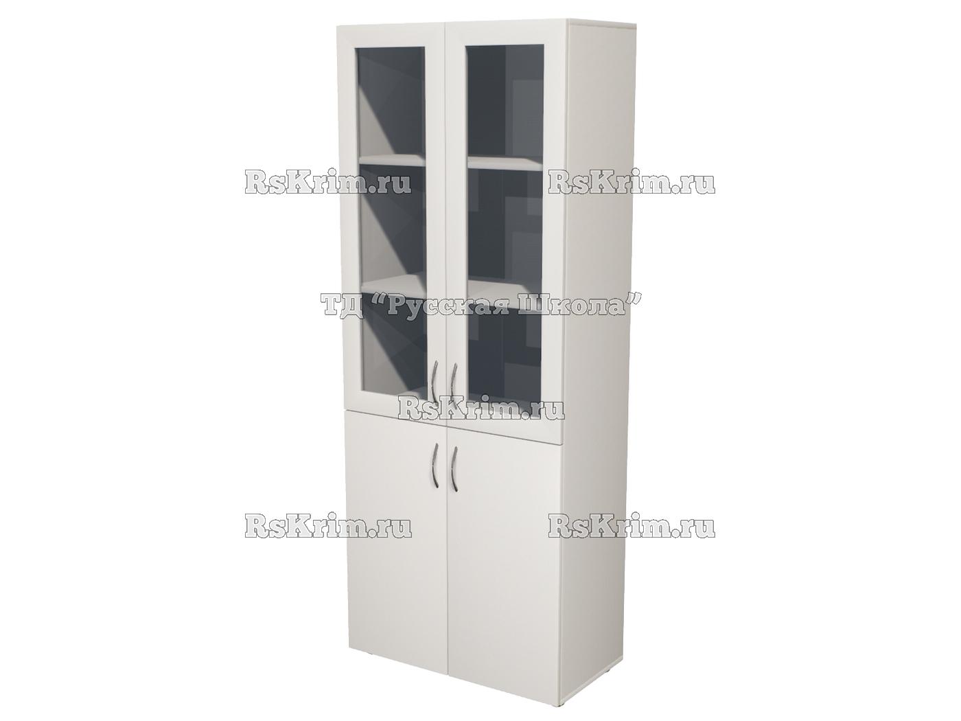 Шкаф ЭКО25М3 широкий закрытый со стеклом (кор. Белый)
