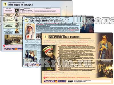 Комплект таблиц по истории раздат. "История России XIX в." (цвет., лам. А4, 10 шт.)