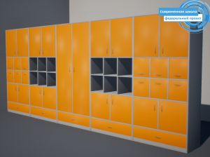 Шкаф-стенка "Лион" (фед. проект "Современная школа", кор. Серый, фас. Оранжевый)
