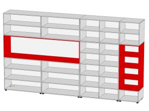 Шкаф многосекционный модульный «Точка роста» (кор. Серый/Красный)