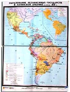 Учебная карта "Образование независимых государств в Латинской  Америке"